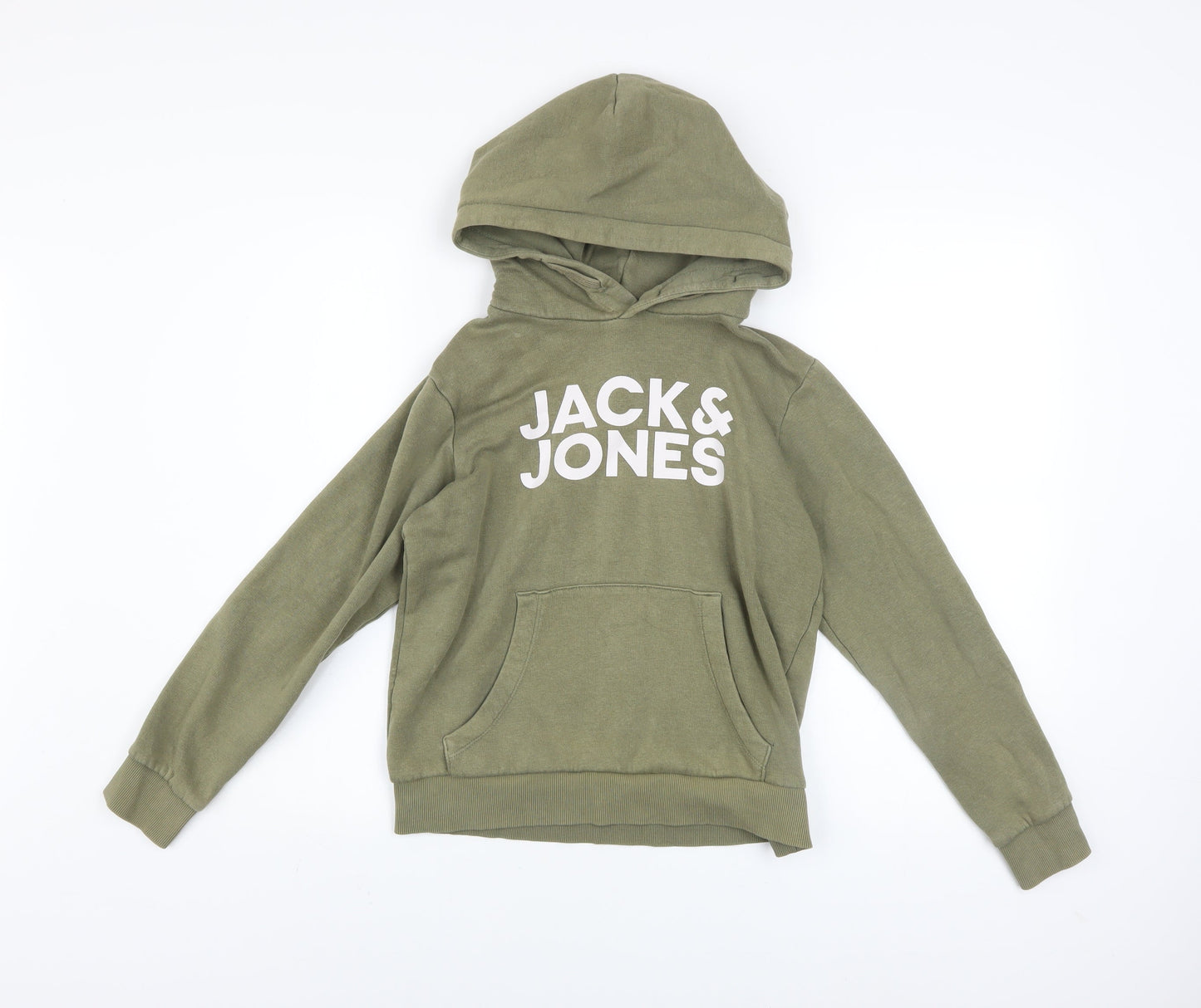 Boys UK Size 152 JACK & JONES Green Pullover Hoodie