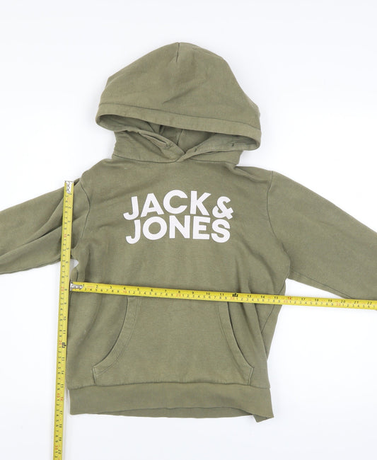 Boys UK Size 152 JACK & JONES Green Pullover Hoodie