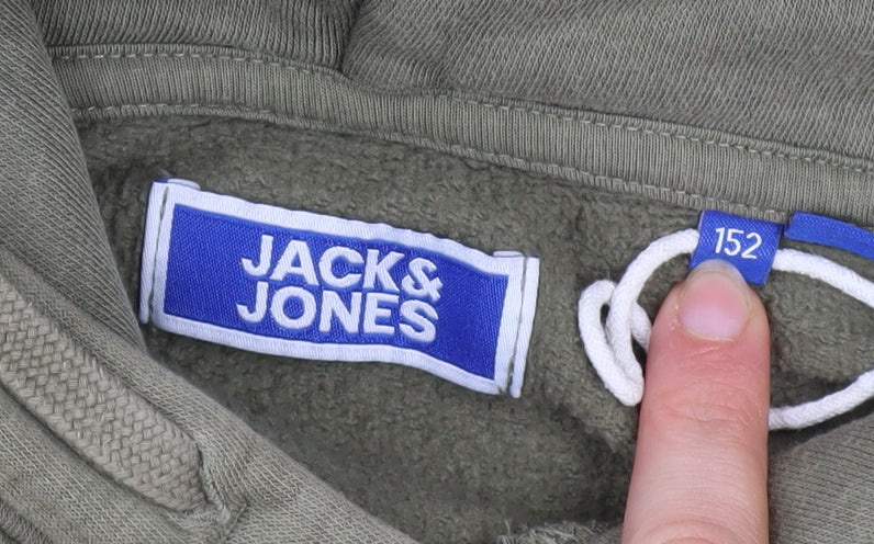 Boys UK Size 152 JACK & JONES Green Pullover Hoodie