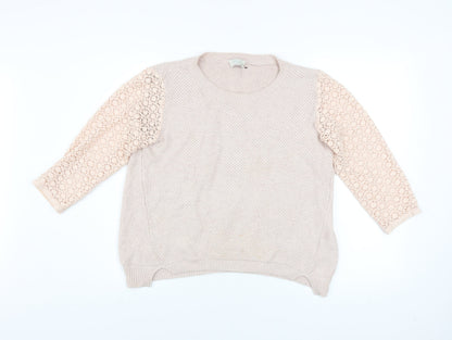 Womens UK Size 8 Wrap Beige Pullover Jumper