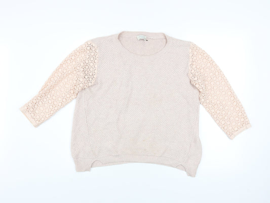 Womens UK Size 8 Wrap Beige Pullover Jumper