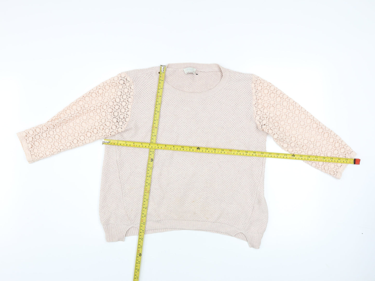 Womens UK Size 8 Wrap Beige Pullover Jumper
