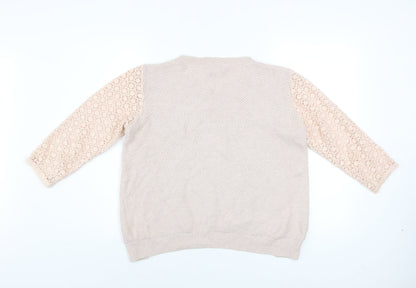Womens UK Size 8 Wrap Beige Pullover Jumper