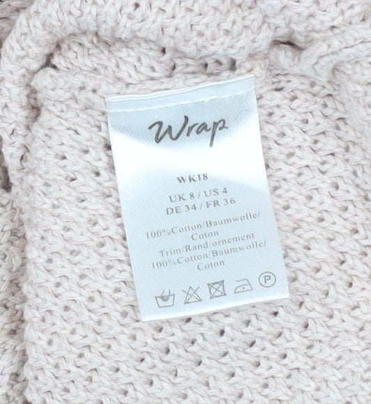 Womens UK Size 8 Wrap Beige Pullover Jumper