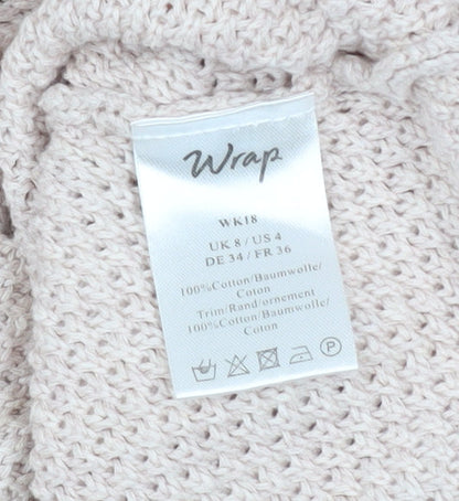 Womens UK Size 8 Wrap Beige Pullover Jumper