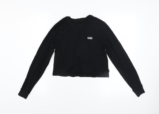 Womens UK Size XS VANS Black Cropped T-Shirt
