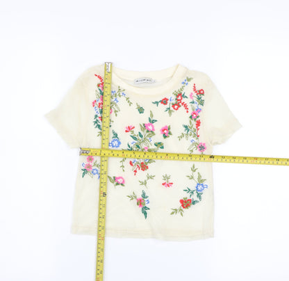 Womens UK Size XS Light Before Dark Beige Cropped T-Shirt