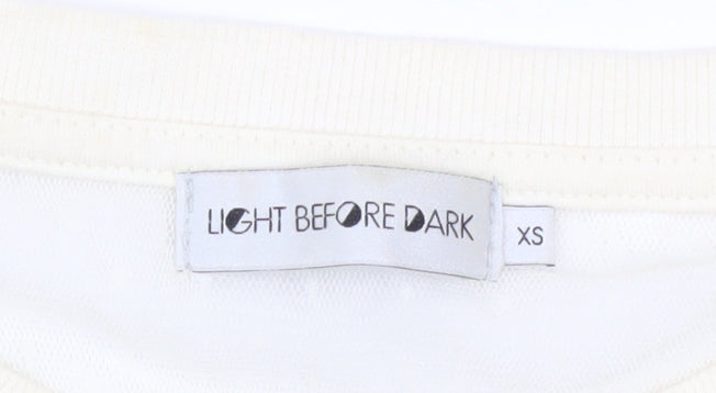 Womens UK Size XS Light Before Dark Beige Cropped T-Shirt