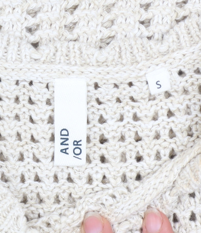 Womens UK Size S AND/OR Beige Vest Jumper