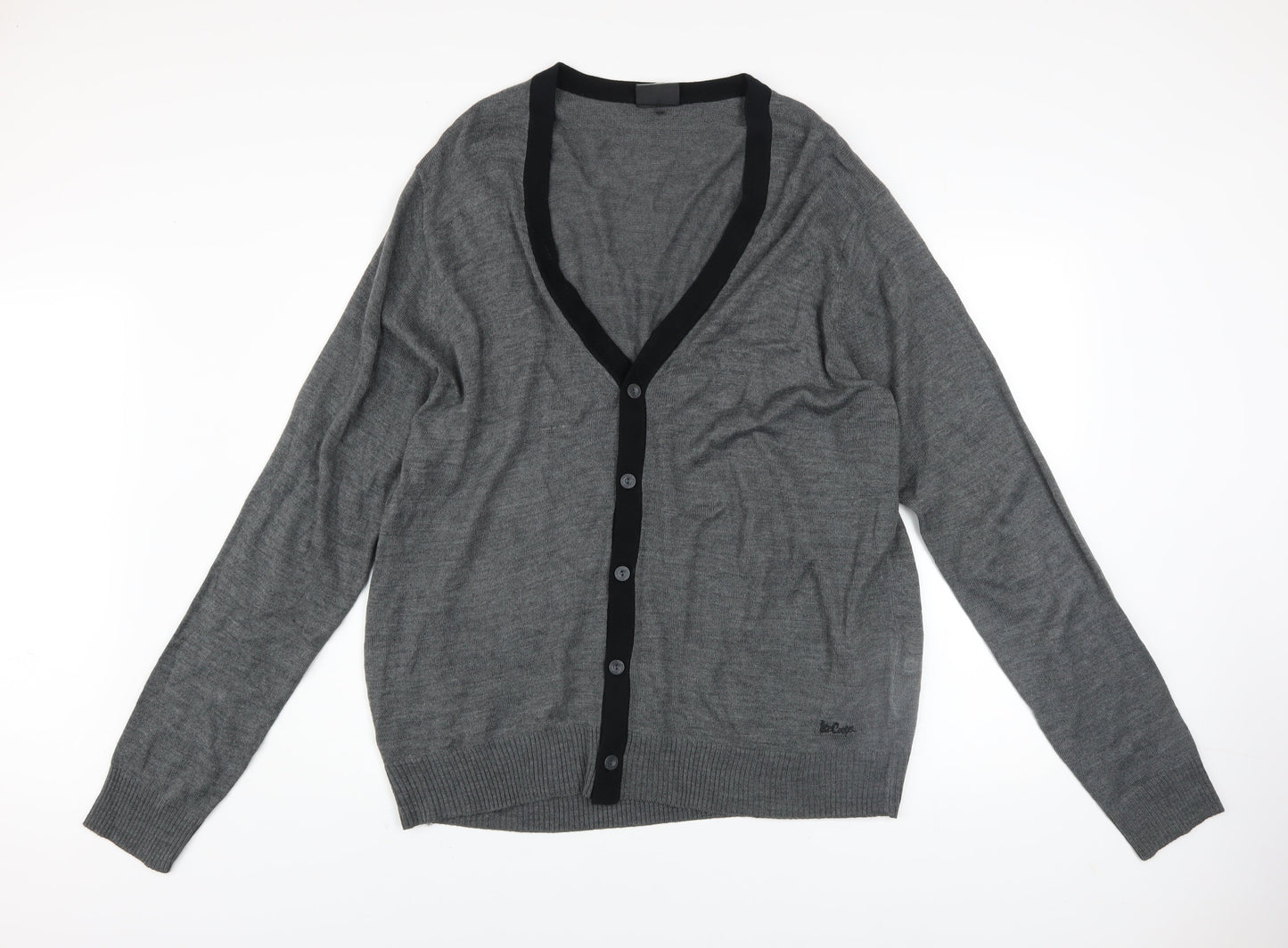 Mens UK Size 2XL Lee Cooper Grey Cardigan Jumper