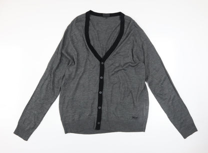 Mens UK Size 2XL Lee Cooper Grey Cardigan Jumper
