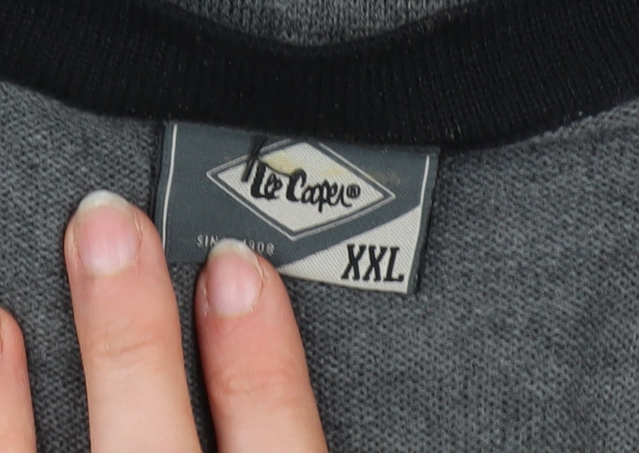 Mens UK Size 2XL Lee Cooper Grey Cardigan Jumper