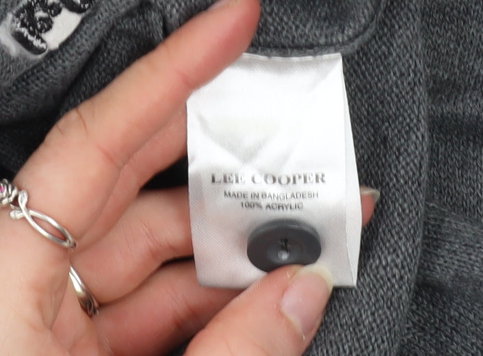Mens UK Size 2XL Lee Cooper Grey Cardigan Jumper