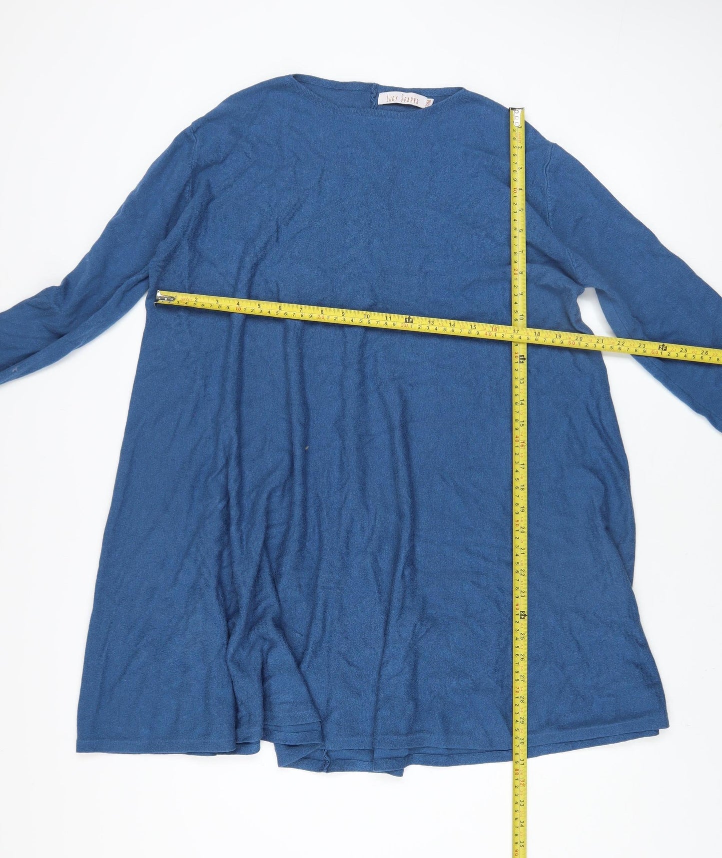 Lucy Sparks Women Blue Long Sleeve Knit Shift Dress M