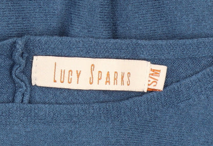 Lucy Sparks Women Blue Long Sleeve Knit Shift Dress M