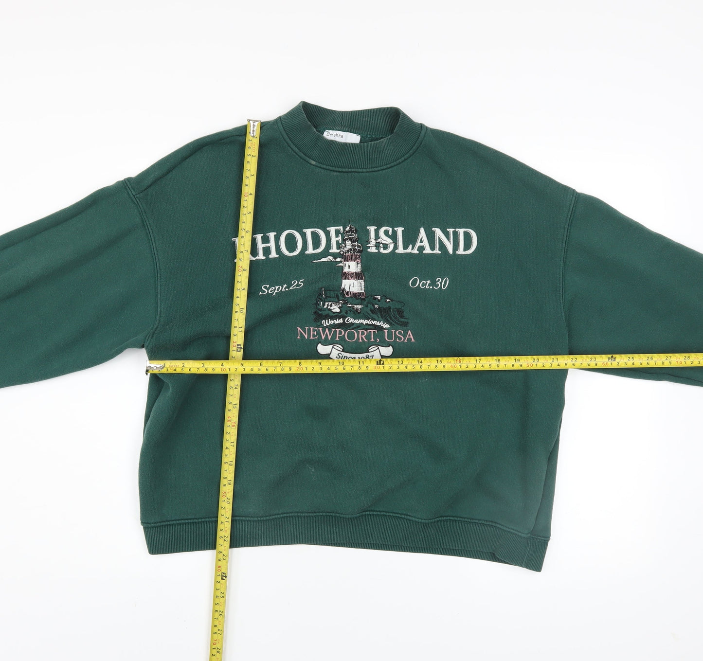 Womens UK Size M Bershka Green Pullover Sweatshirt