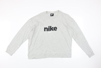 Nike Men's Grey XL Long Sleeve Cotton Crew Neck Sweatshirt