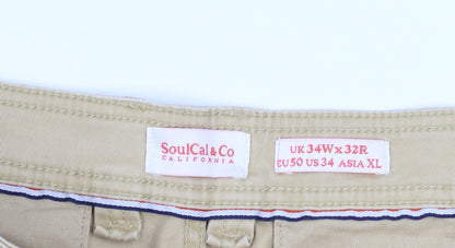 Mens UK Size L SoulCal & Co Slim Fit Chino Beige Trousers