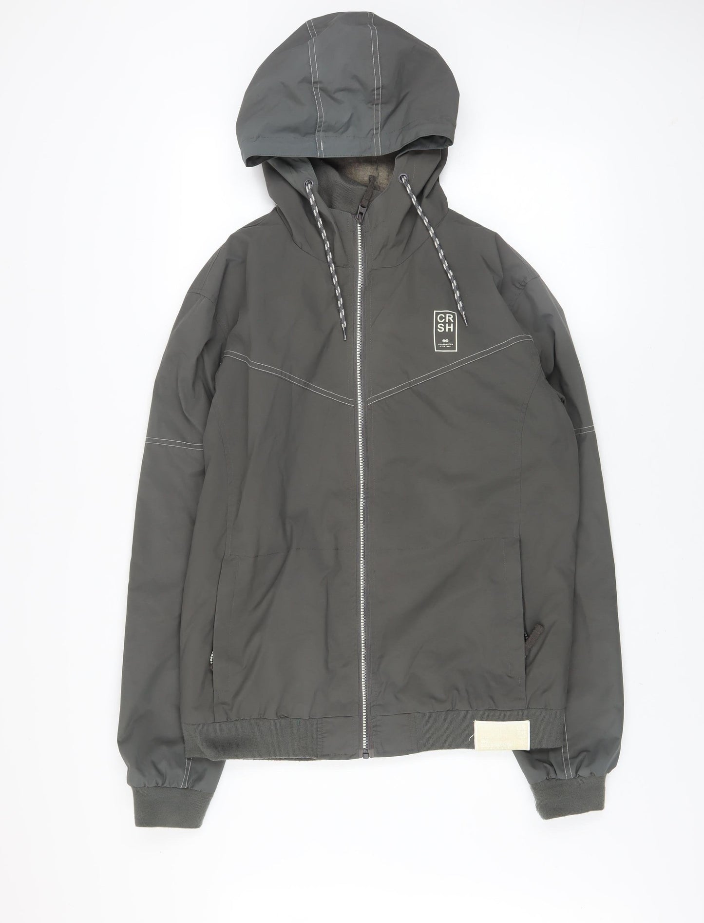 Mens UK Size XL Crosshatch Grey Windbreaker Coat