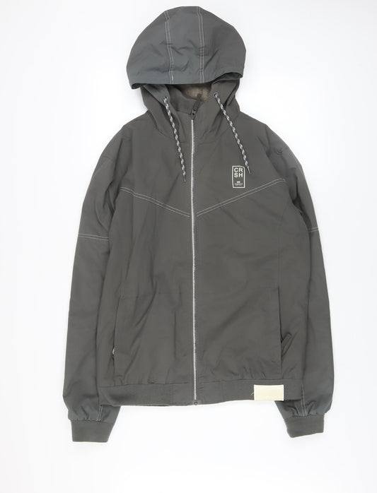 Mens UK Size XL Crosshatch Grey Windbreaker Coat