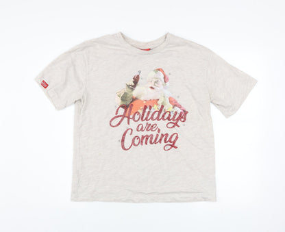 Womens UK Size 10 Coca-Cola Beige Basic T-Shirt