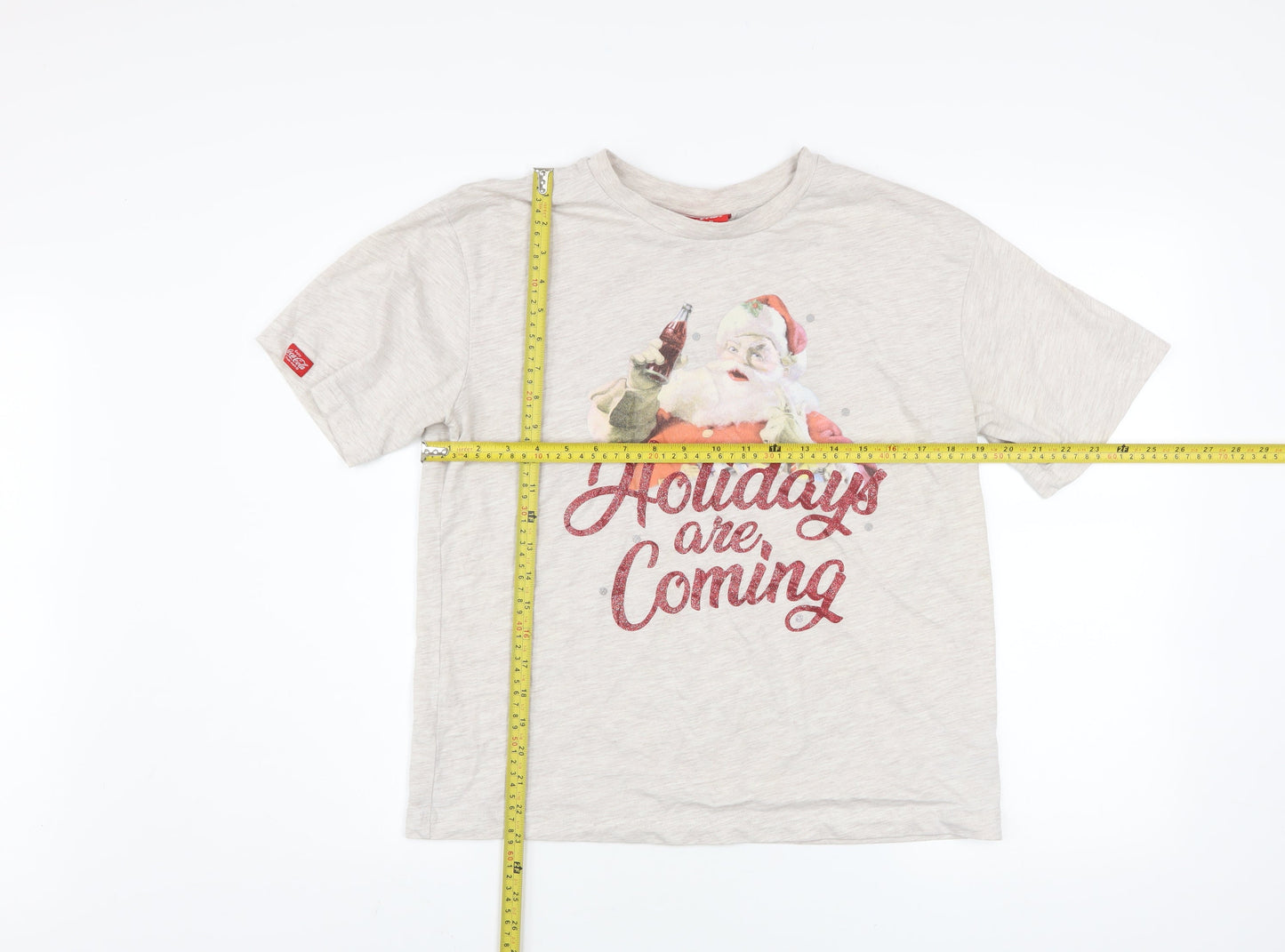 Womens UK Size 10 Coca-Cola Beige Basic T-Shirt
