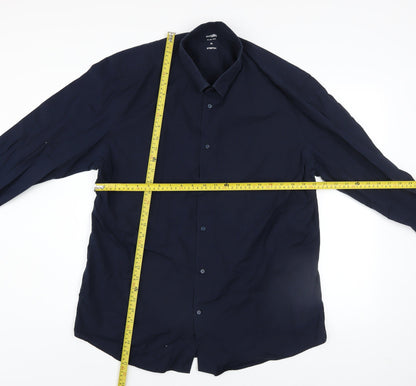 Dunnes Stores Men's Blue Slim Fit Stretch Cotton Long Sleeve Shirt XL
