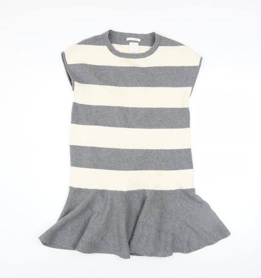 Zara Girls Grey Striped Knit Shift Dress 11-12 Years Winter Casual