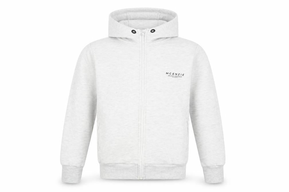 Front view of McKenzie Teens Grey Full Zip Hoodie XS Hooded Sweatshirt