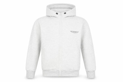 Front view of McKenzie Teens Grey Full Zip Hoodie XS Hooded Sweatshirt