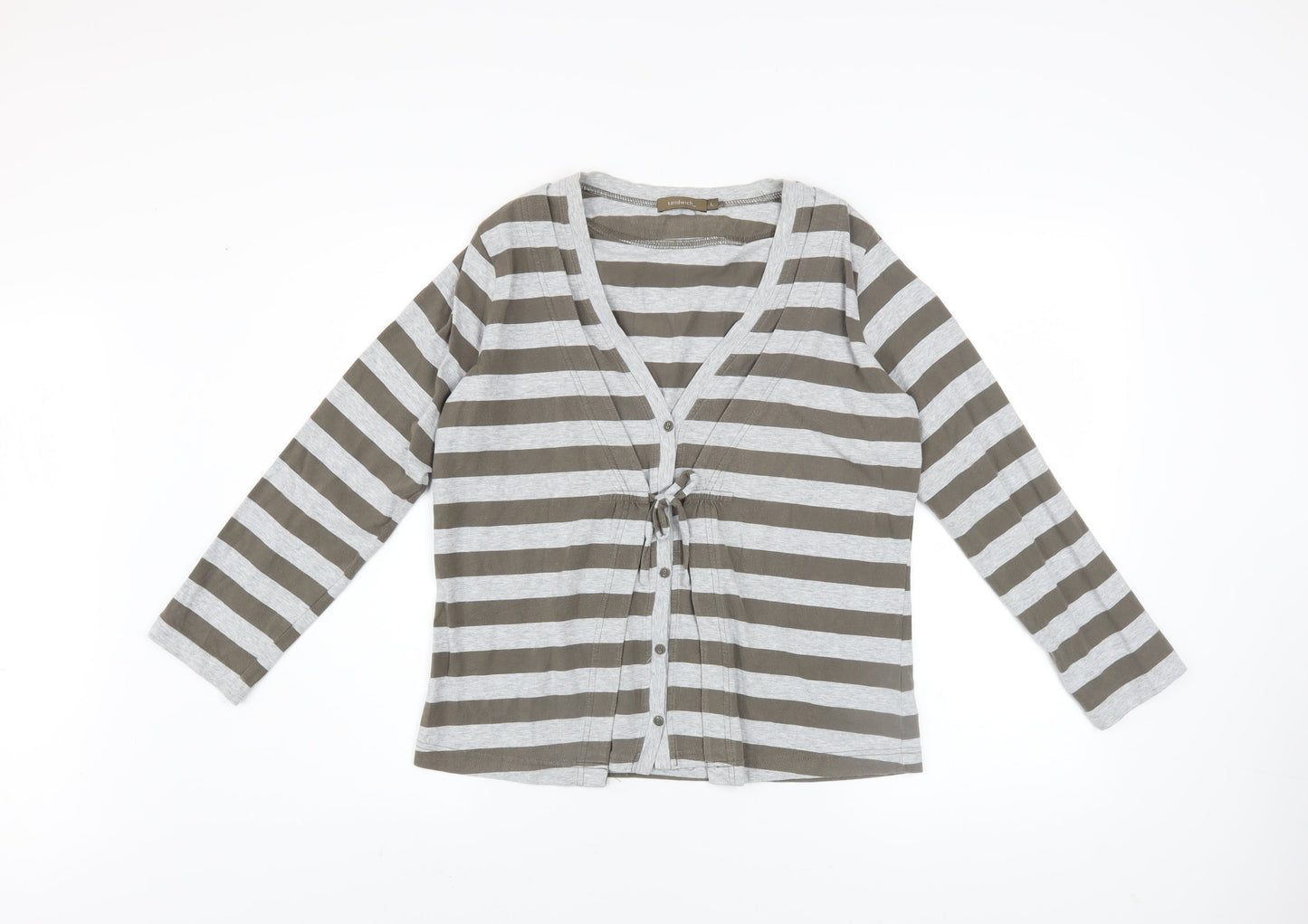 Womens UK Size L Sandwich Grey Cardigan Jumper