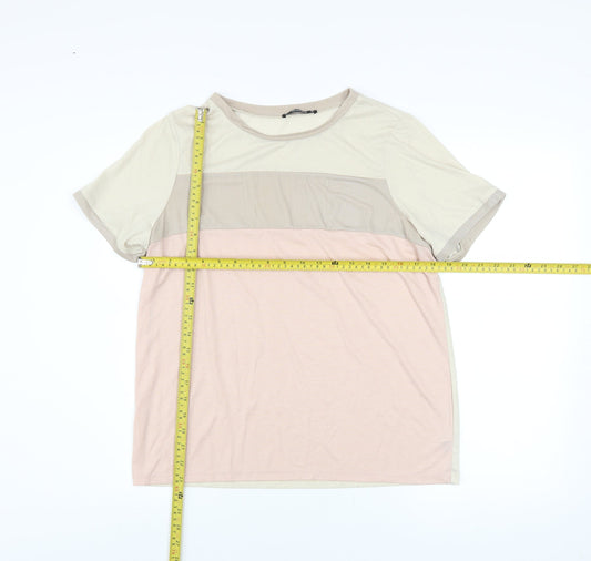 Womens UK Size 12 Dunnes Stores Beige Basic T-Shirt