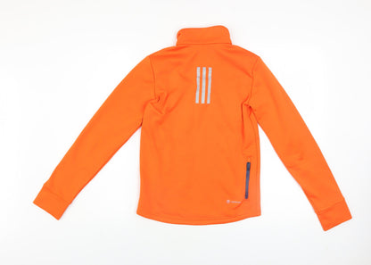 Adidas Boys Orange 11-12 Years 1/4 Zip Fleece Sports Sweatshirt
