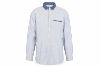 DENIMco Men's Blue Check Long Sleeve Cotton Button-Up Shirt XL