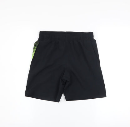 Under Armour Boys Black Green Athletic Shorts Size M Polyester