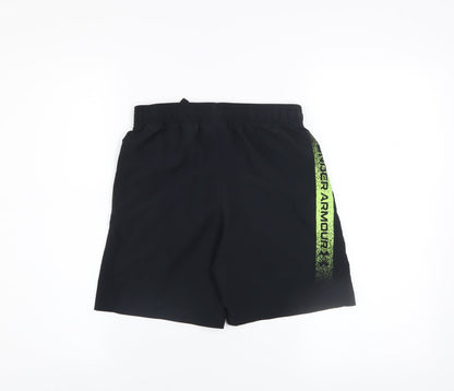 Under Armour Boys Black Green Athletic Shorts Size M Polyester