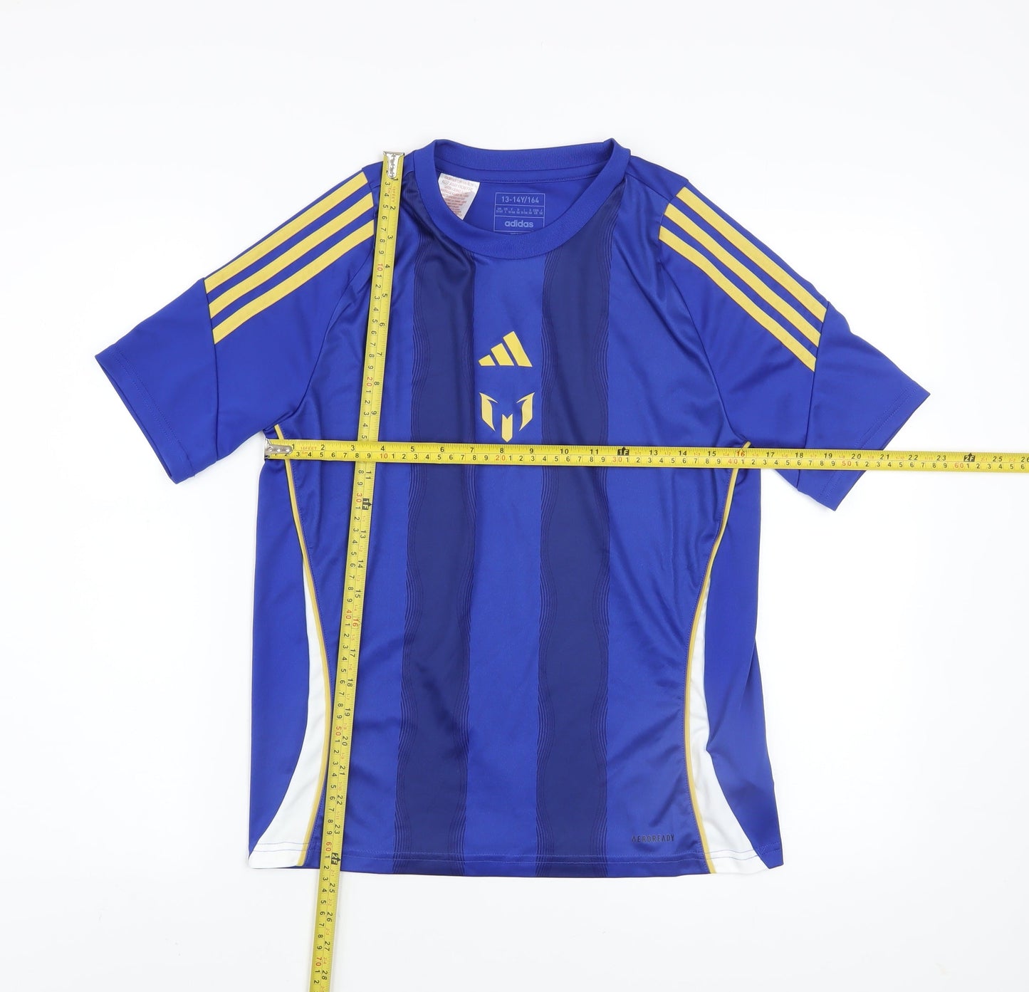 adidas Boys Blue Football Jersey T-Shirt 13-14 Years Lightweight Sports Top