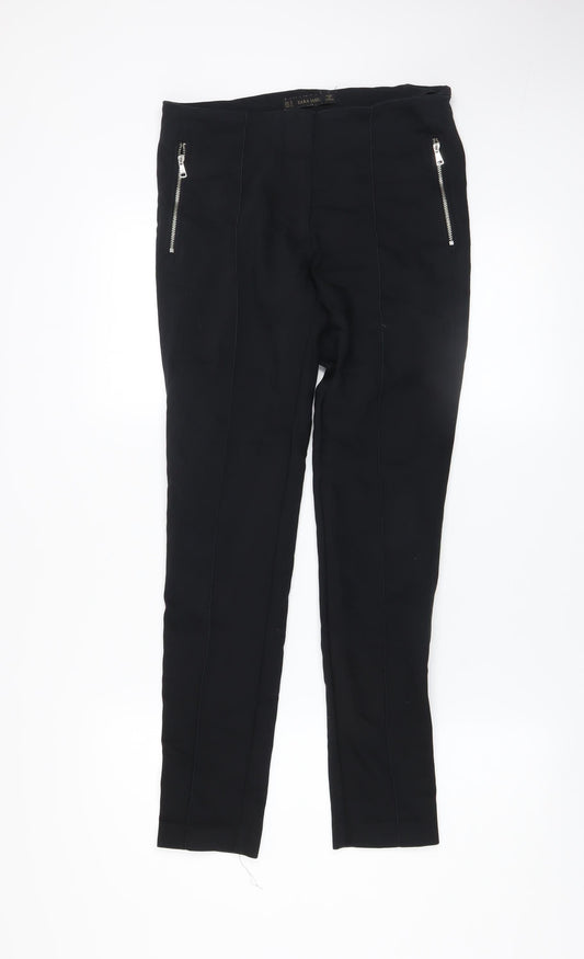 Womens UK Size M Zara Basic Slim Fit Leggings Black Trousers