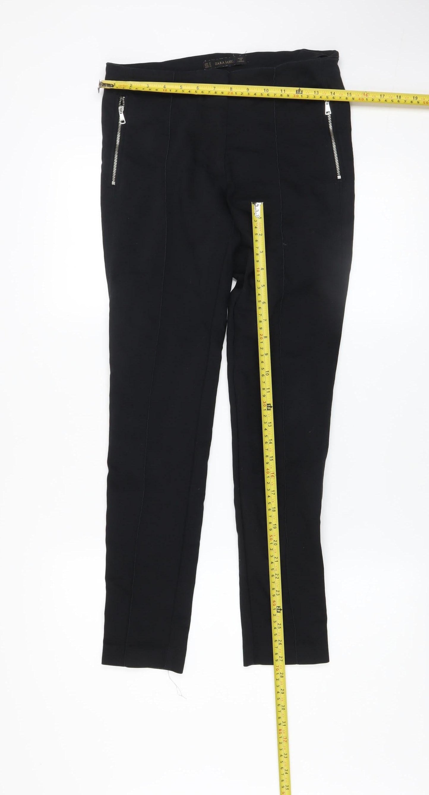 Womens UK Size M Zara Basic Slim Fit Leggings Black Trousers