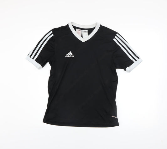 adidas Boys Black Football Jersey T-Shirt Size 14 Years Lightweight Sports Top
