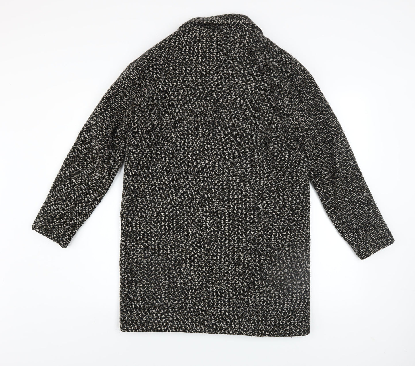 Womens UK Size S Pull & Bear Black Overcoat