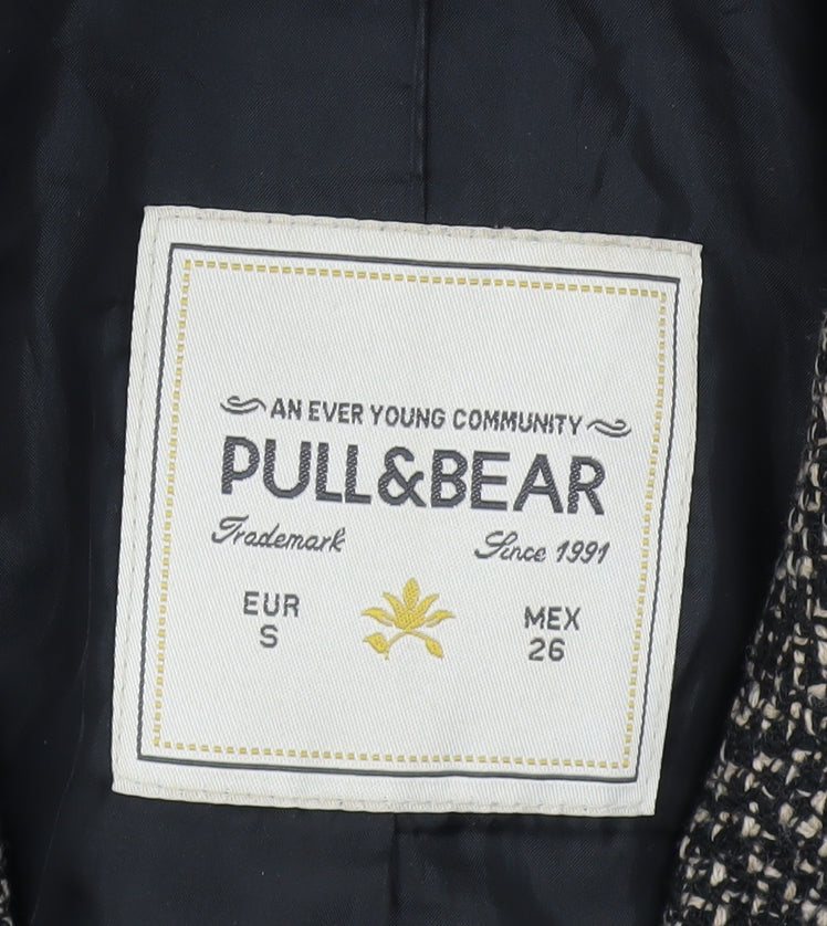 Womens UK Size S Pull & Bear Black Overcoat