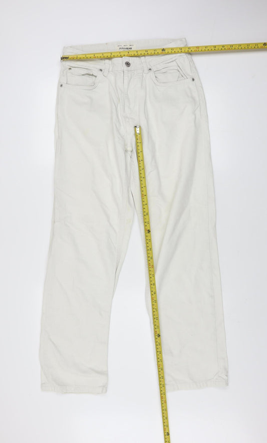 Pull&Bear Men's White Straight Jeans Size 31 Regular Fit Denim