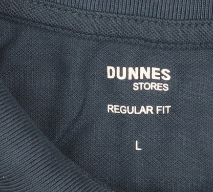 Dunnes Stores Men’s Blue Striped Cotton Polo Shirt Size L Regular Fit