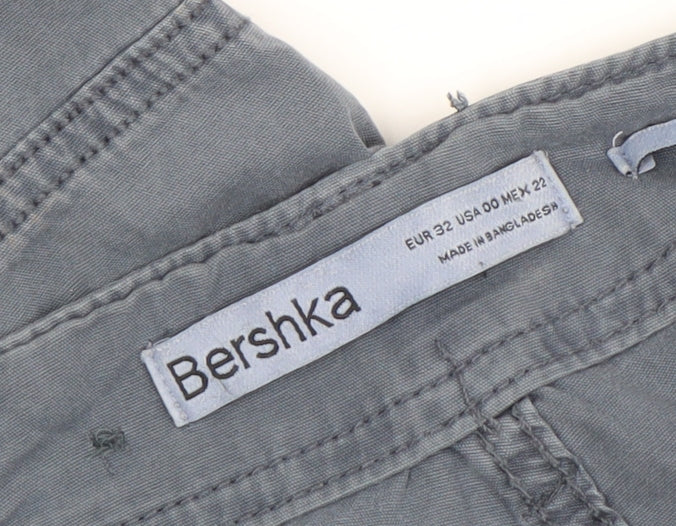 Womens UK Size 4 Bershka Relaxed Fit Cargo Blue Trousers