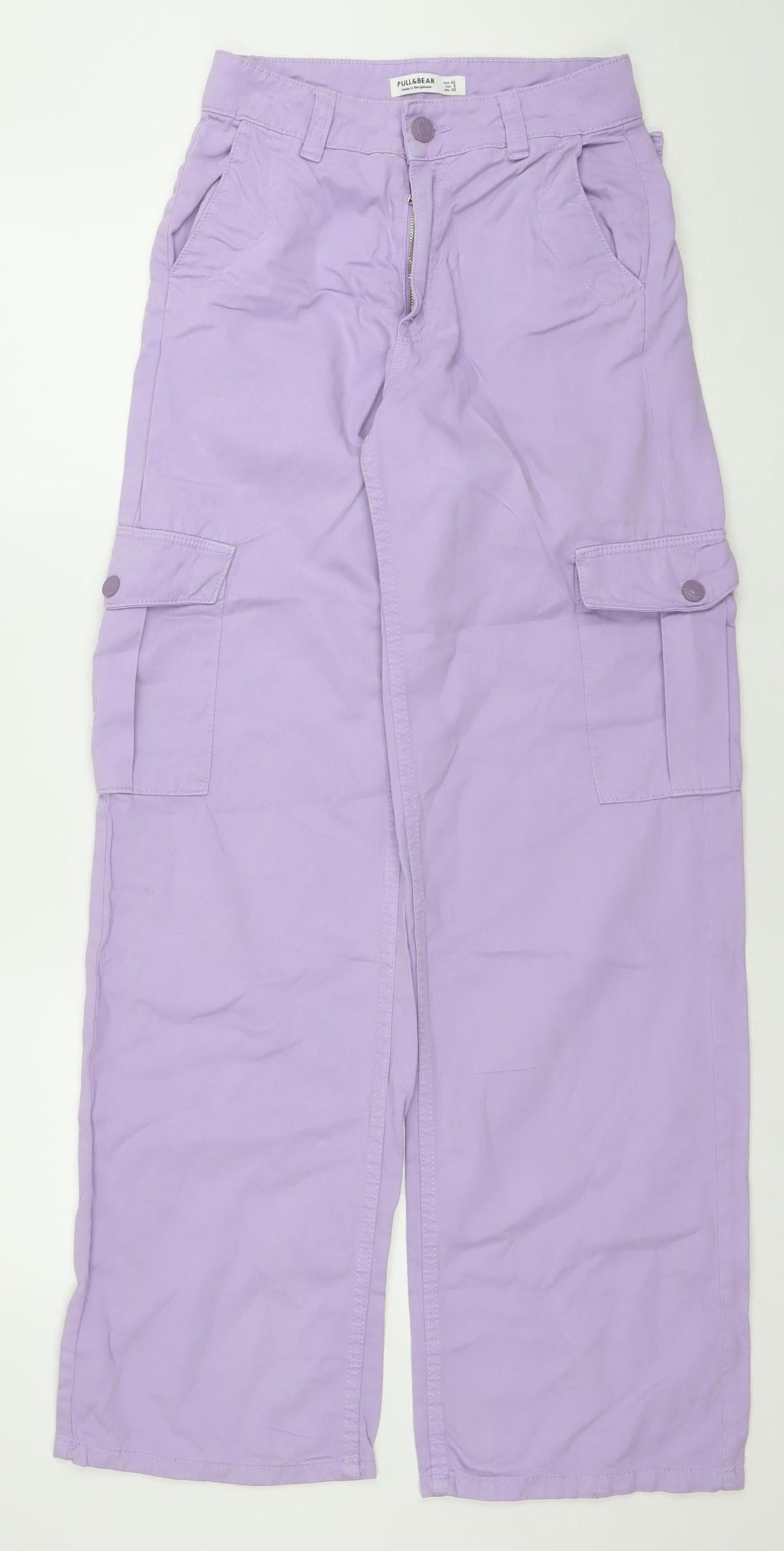 Womens UK Size 4 Pull&Bear Regular Fit Cargo Purple Jeans