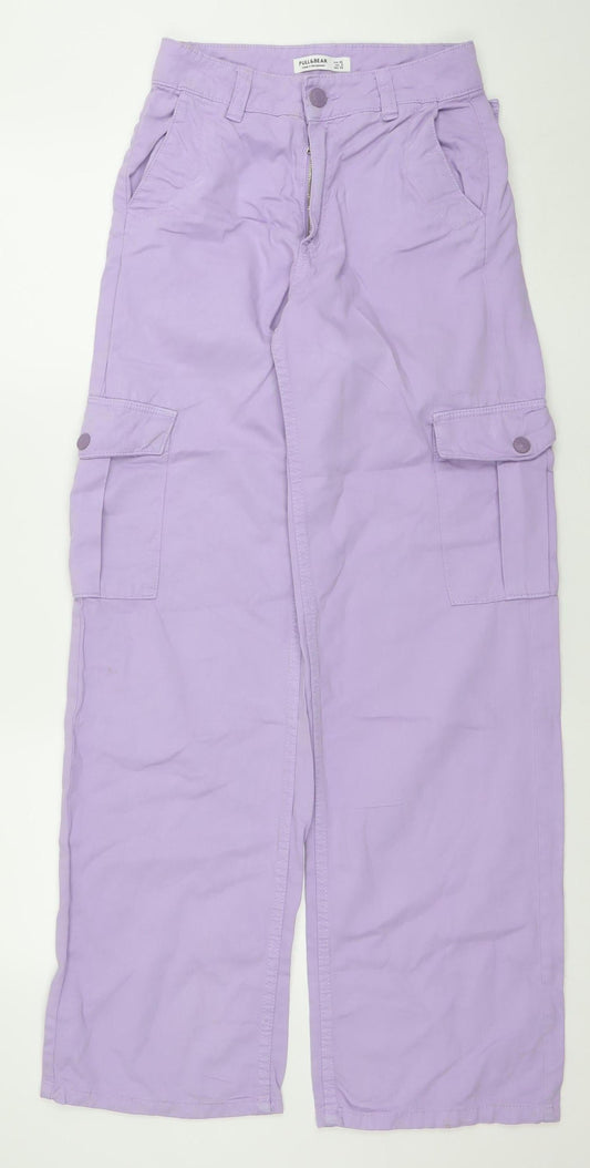 Womens UK Size 4 Pull&Bear Regular Fit Cargo Purple Jeans