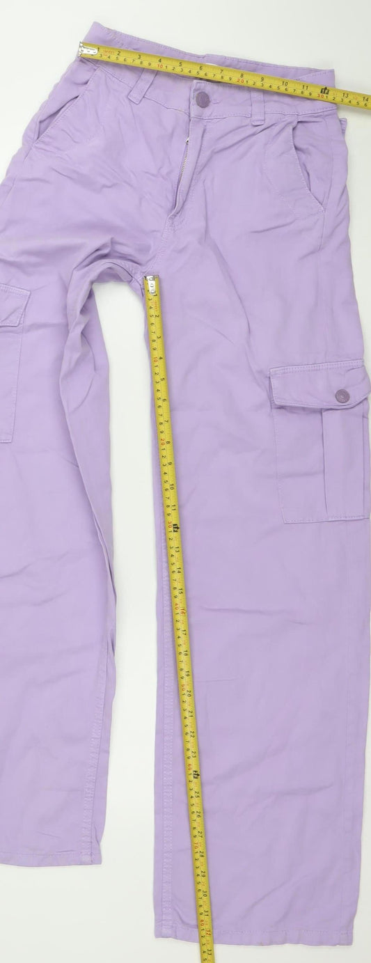 Womens UK Size 4 Pull&Bear Regular Fit Cargo Purple Jeans