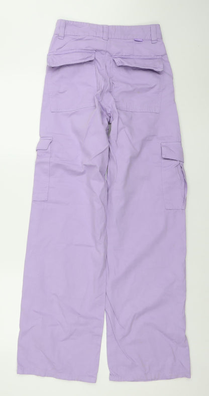 Womens UK Size 4 Pull&Bear Regular Fit Cargo Purple Jeans