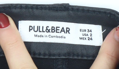 Womens UK Size 6 Pull & Bear Slim Fit CasualParty/Cocktail Black Trousers